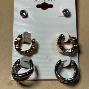 Gold and Silver Hoop Earring Set